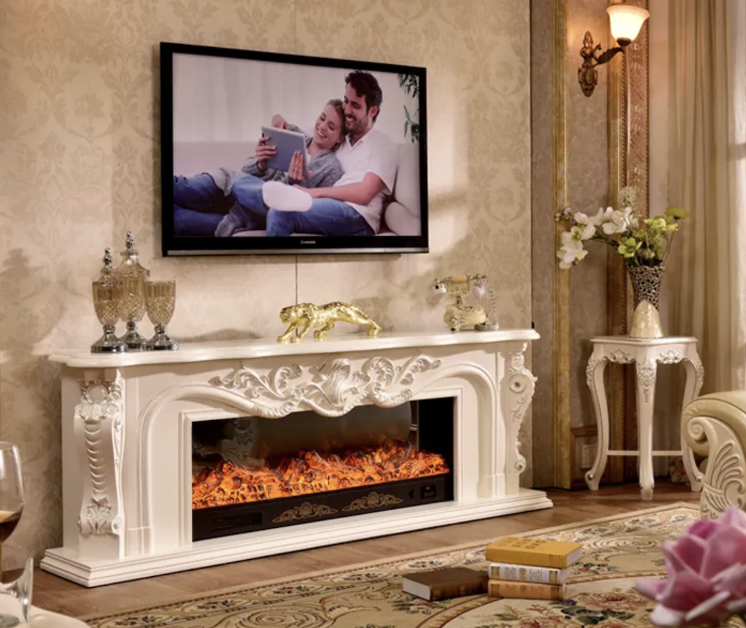 SATURN, semineu electric clasic cu incalzire, 2000 MM, perfect pentru decorațiuni interioare 1 Semineu electric renascentist cu incalzire