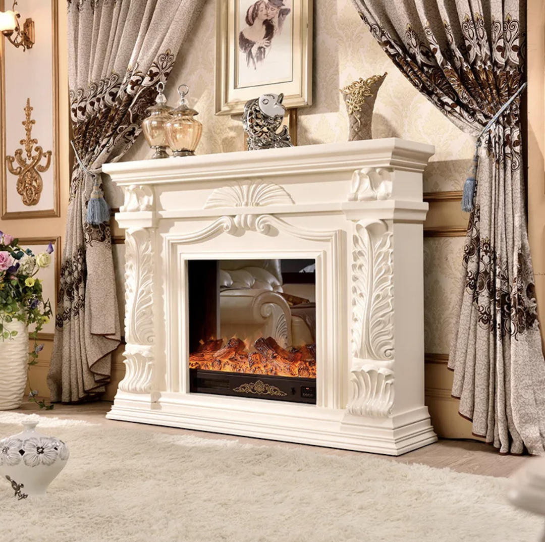 JUPITER, semineu electric clasic cu incalzire, 1200 MM, perfect pentru decorațiuni interioare 16 Semineu electric renascentist