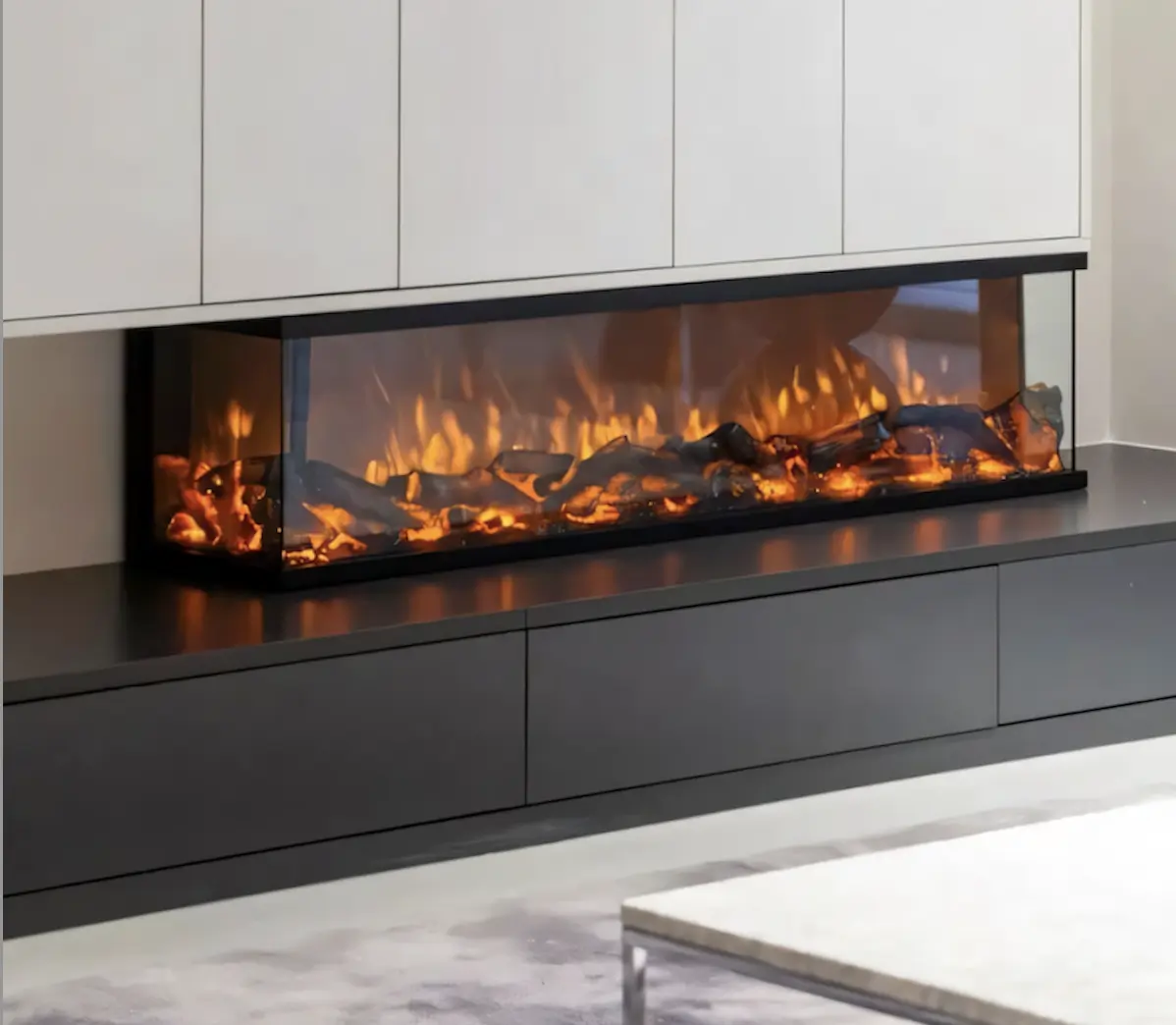 TANGO, semineu electric incorporabil cu 3 laturi, model A, perfect pentru decorațiuni interioare 8 Semineu Electric 3 sides model A