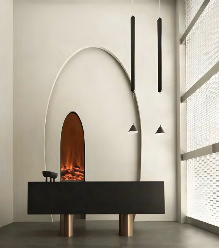 MOON, semineu electric semicircular, 6 culori, perfect pentru decorațiuni interioare 11 Semineu Electric Semicircular - prezentare