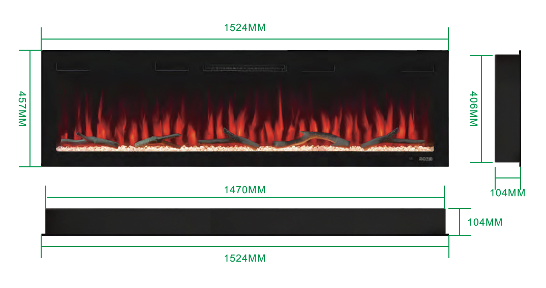 CANARY, semineu electric incorporabil, cu încalzire , 6 culori, perfect pentru decorațiuni interioare 13 Semineu Electric - cu incalzire