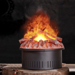 VAPOR WOOD circular, semineu cu vapori de apa, mască imitație lemne, 1 culoare, perfect pentru decorațiuni interioare 24 Semineu cu vapori de apa VAPOR Circular cu masca