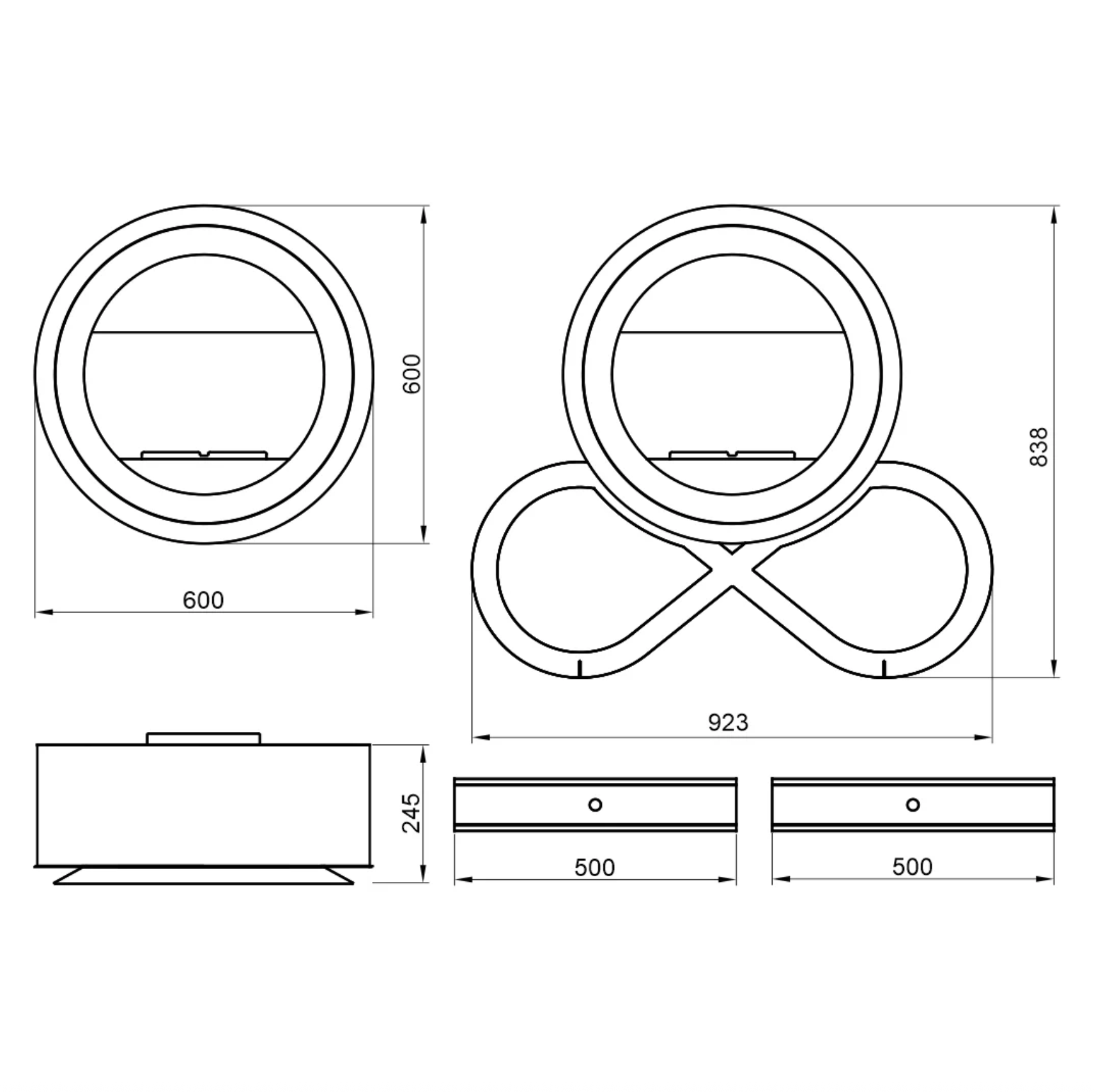 Infinity Round, semineu cu bioetanol , model 60 cm, perfect pentru interior si exterior 96 Infinity Round v17
