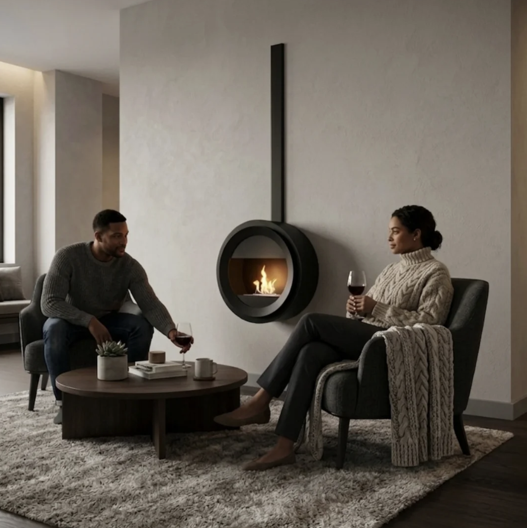Infinity Round, semineu cu bioetanol , model 60 cm, perfect pentru interior si exterior 82 Infinity Round v2