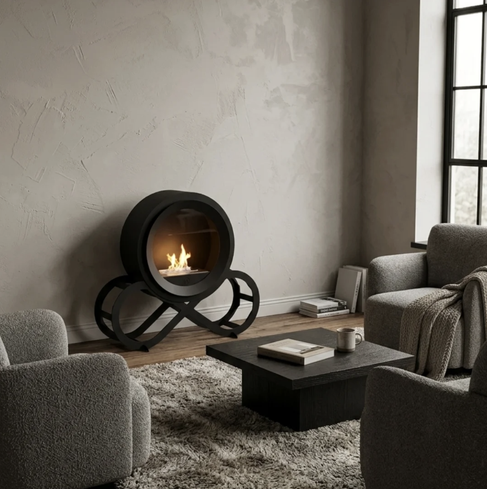 Infinity Round, semineu cu bioetanol , model 60 cm, perfect pentru interior si exterior 86 Infinity Round v7