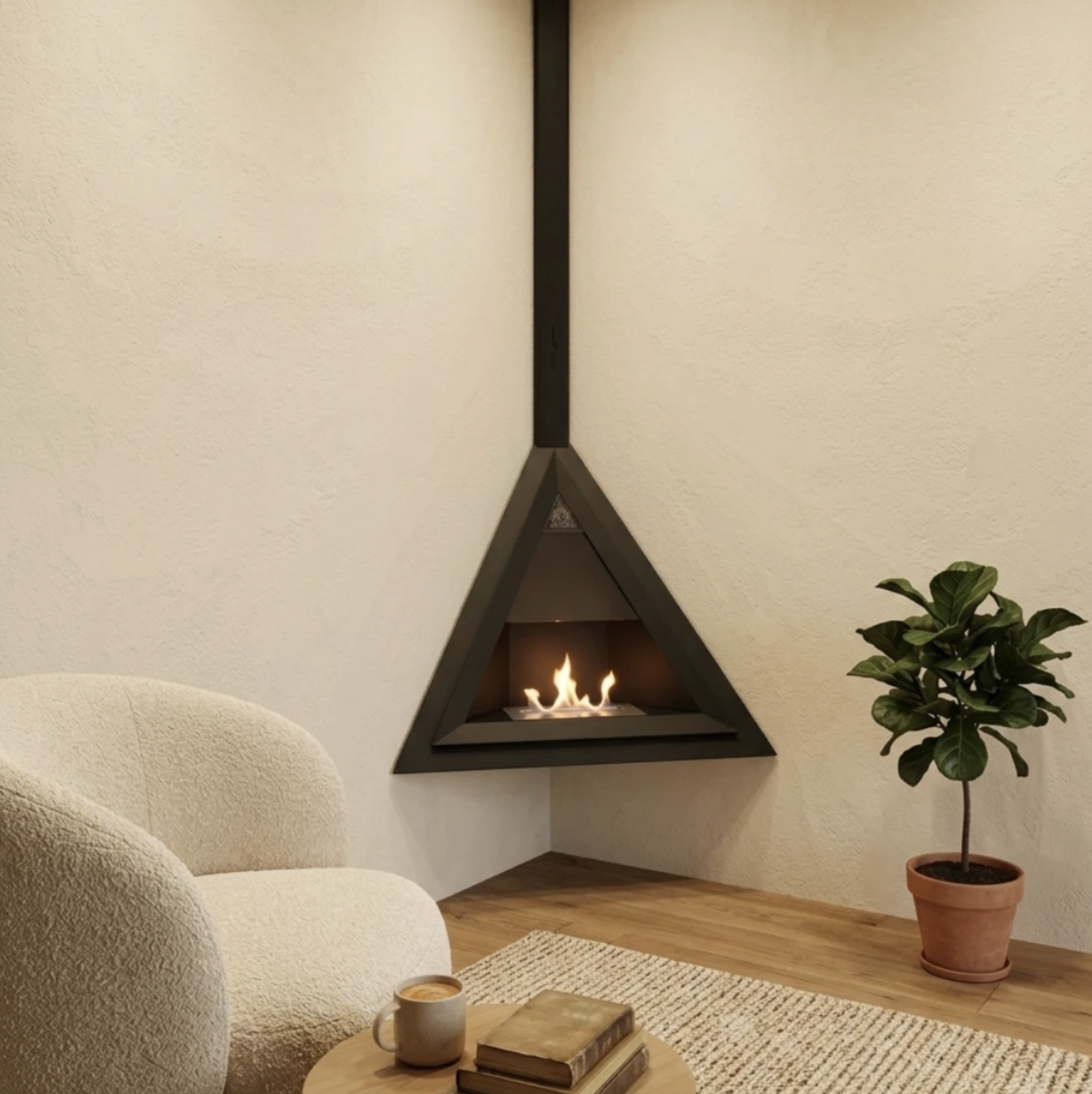 Trigon Corner, semineu cu bioetanol , model 85 cm, perfect pentru interior si exterior 68 Trigon Corner v11
