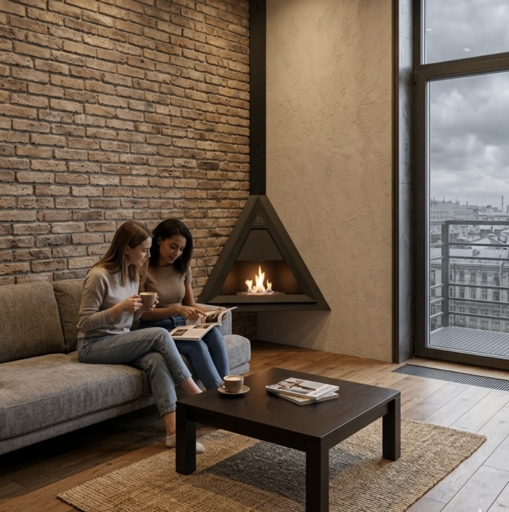 Trigon Corner, semineu cu bioetanol , model 85 cm, perfect pentru interior si exterior 60 Trigon Corner v2