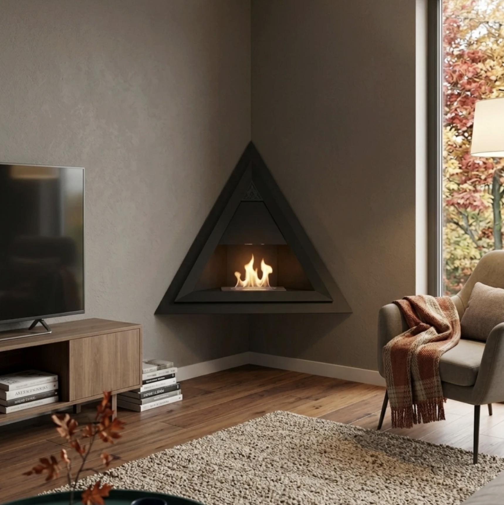 Trigon Corner, semineu cu bioetanol , model 85 cm, perfect pentru interior si exterior 65 Trigon Corner v9