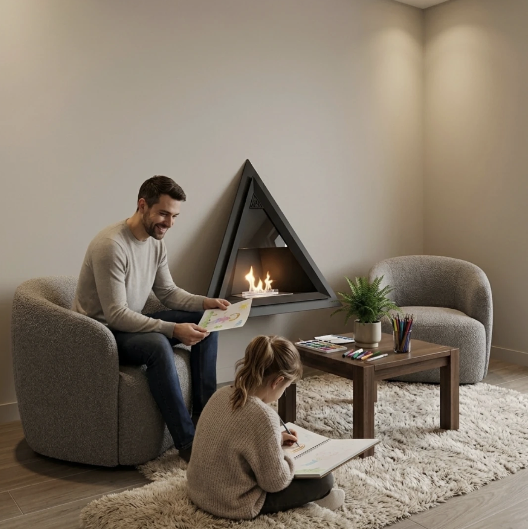 Trigon Flat, semineu cu bioetanol , model 85 cm, perfect pentru interior si exterior 160 Trigon Flat v2